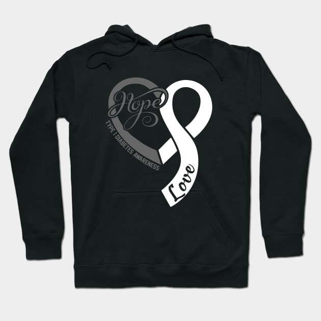 Type 1 Diabetes Awareness Hope Love Heart Ribbon Happy Valentines Day- Love Shouldn't Hurt Stop Hoodie by DAN LE